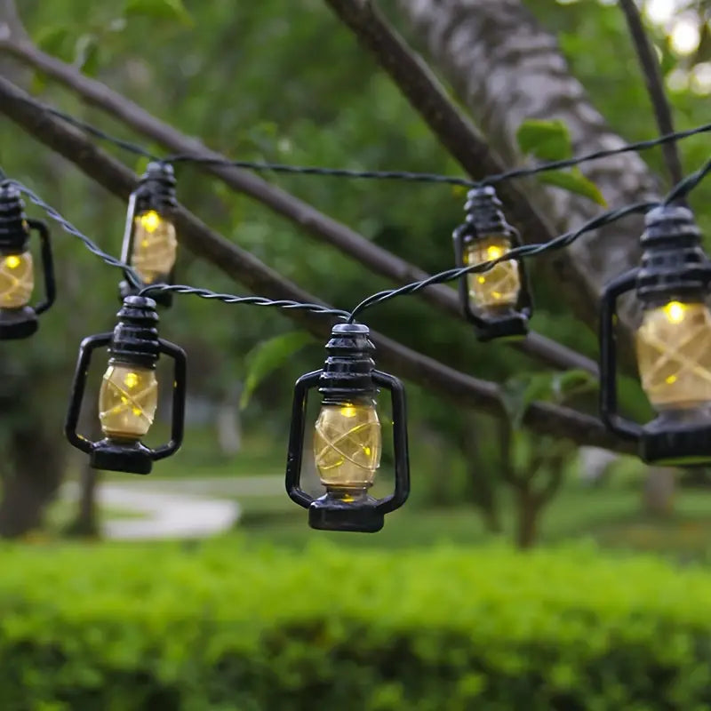 Solar Retro Oil String Lamp - 1 Pack, 8 Functions, Waterproof Outdoor