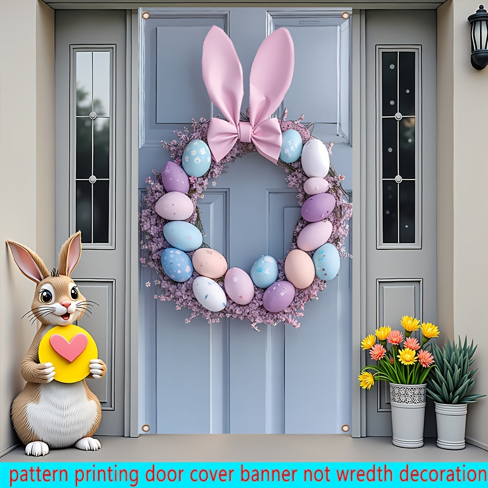 Bunny Ears Easter Egg Wreath Polyester Door Decor