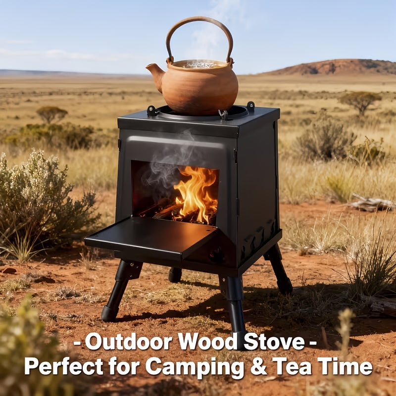 Portable Folding Firewood Camping Stove – Multifunctional Wood Burning BBQ & Picnic Stove
