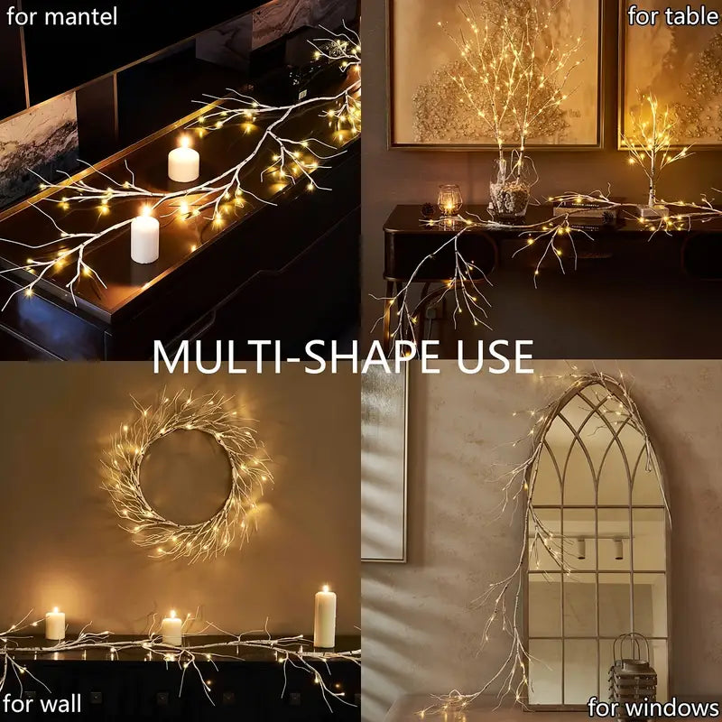 1-Pack Simulated Birch Branch Lights - 4.92ft, 45 Light Beads