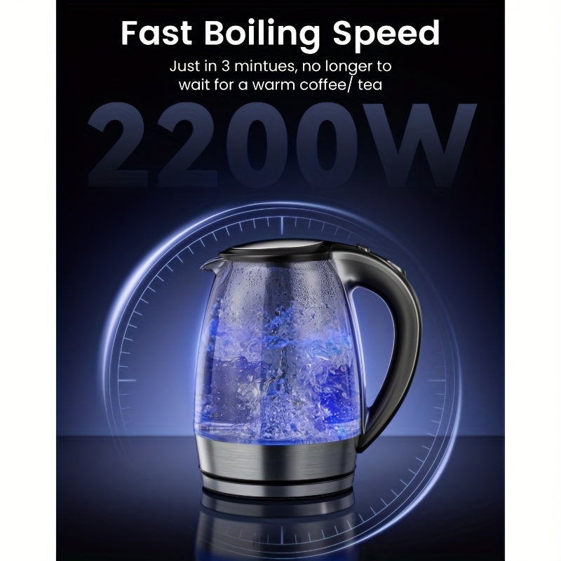 1.8L Electric Kettle – 2200W Glass Fast Boil Tea & Coffee Kettle