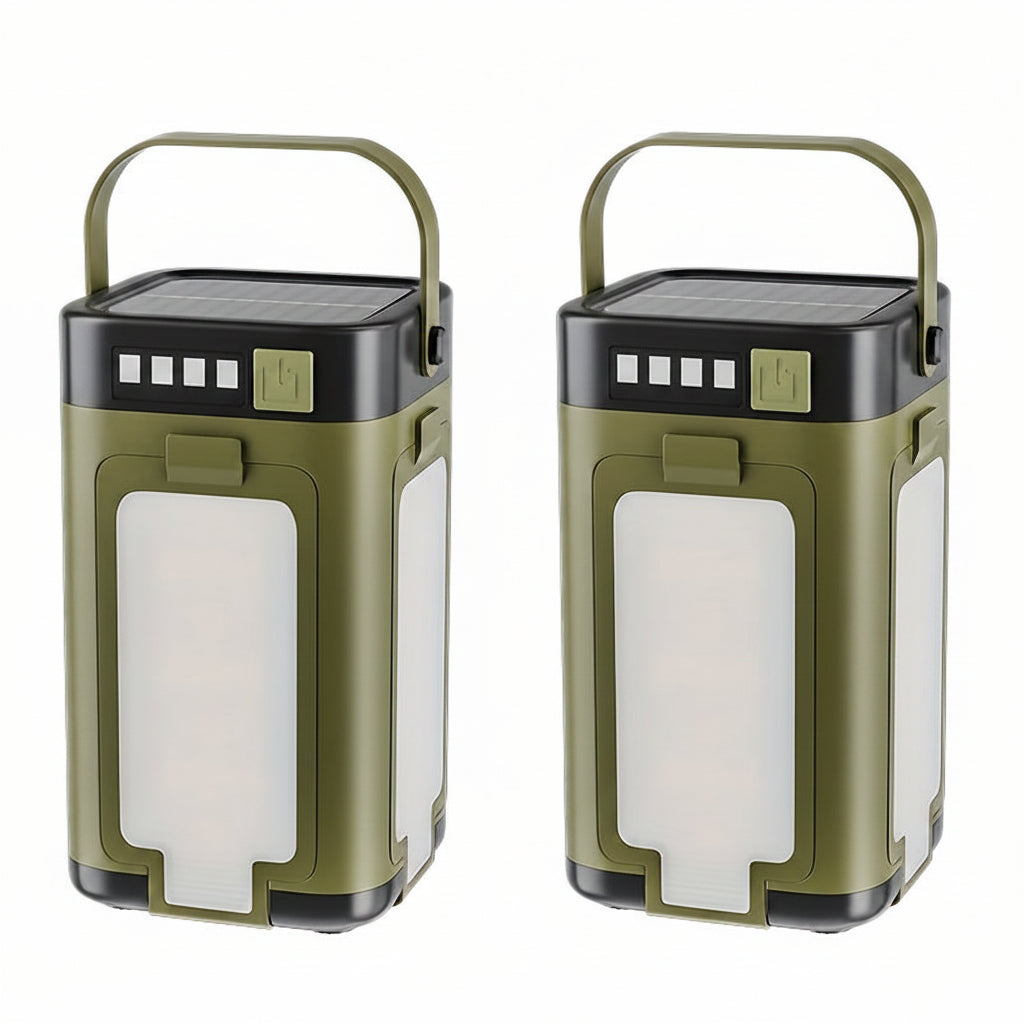 2-Pack Camping LED Lights – Solar Foldable Tent Lamp with 6 Modes