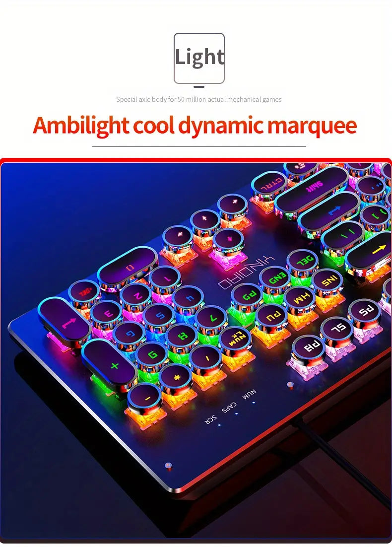 Caller Mechanical Keyboard - 104 Keys, Green Axis, Backlit, Wired USB, Black [Green Axis]
