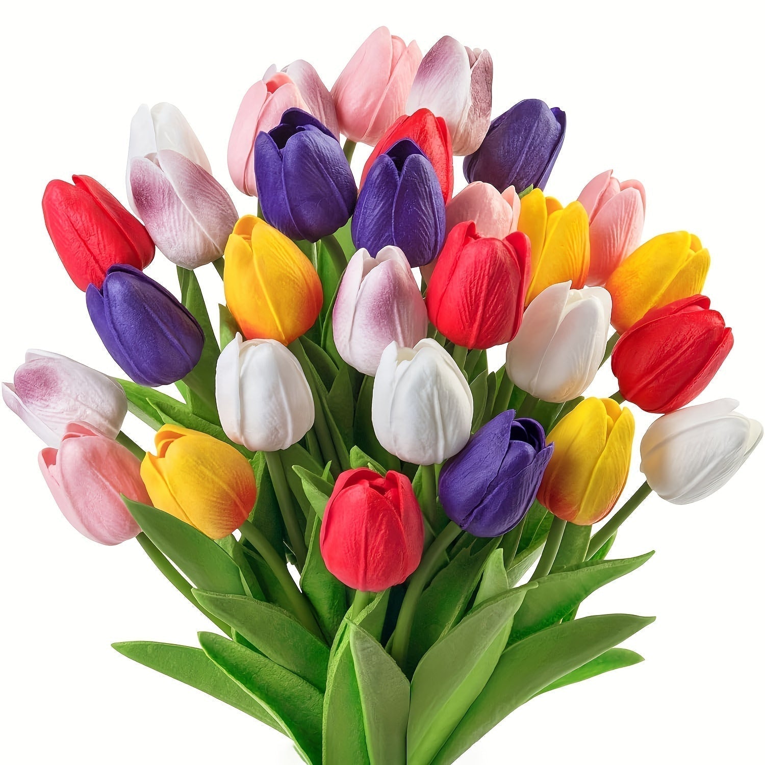 10Pcs Multi-Color Pu Artificial Tulip Bouquet For Decor