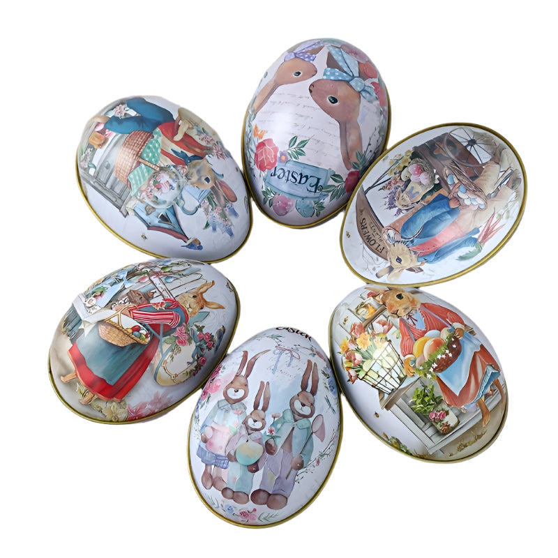 6Pcs Easter Egg & Bunny Iron Candy Boxes