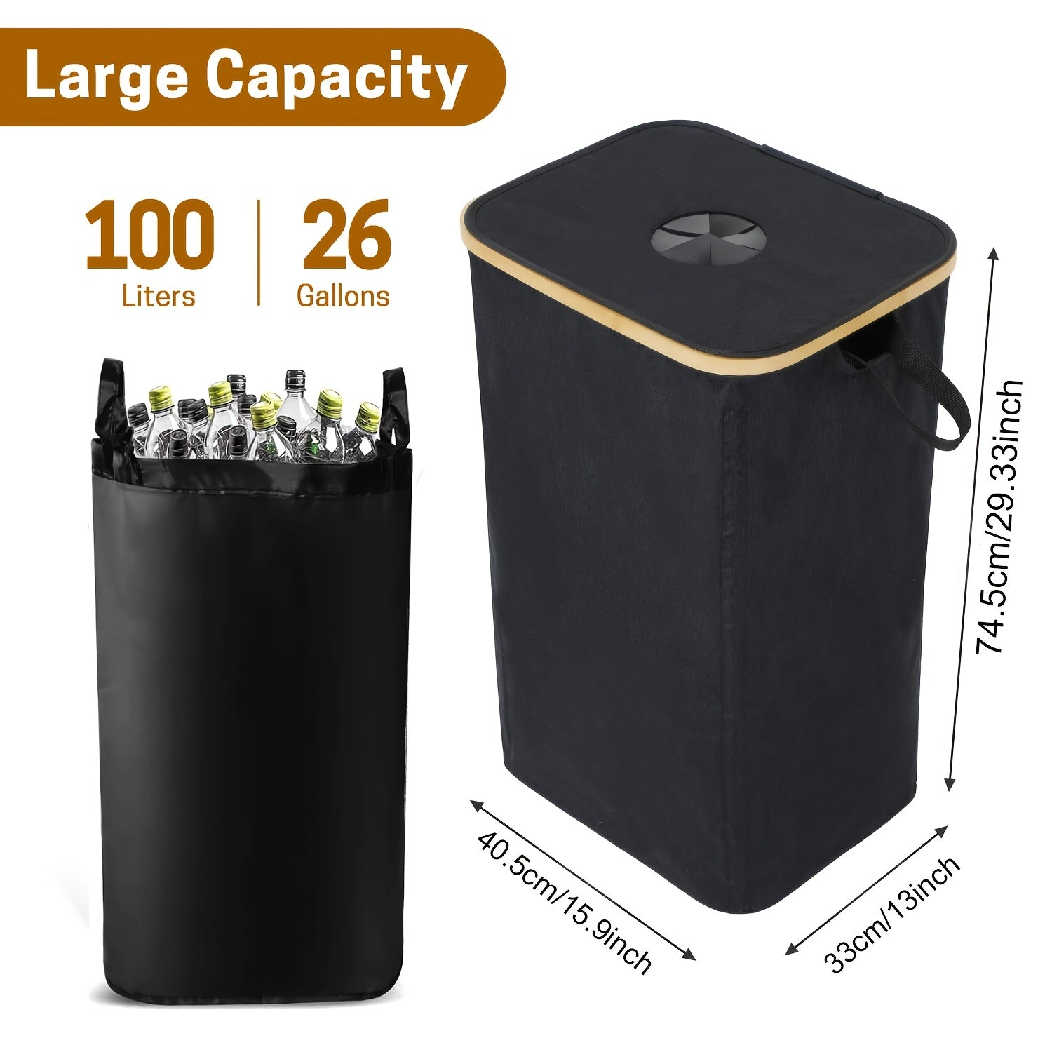 Household Recycling Bin with 2 Detachable Inner Bags
