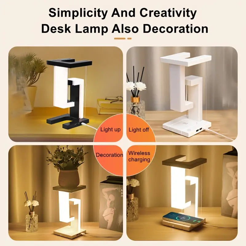Floating Desk Lamp With Wireless Charging And USB Output Port
