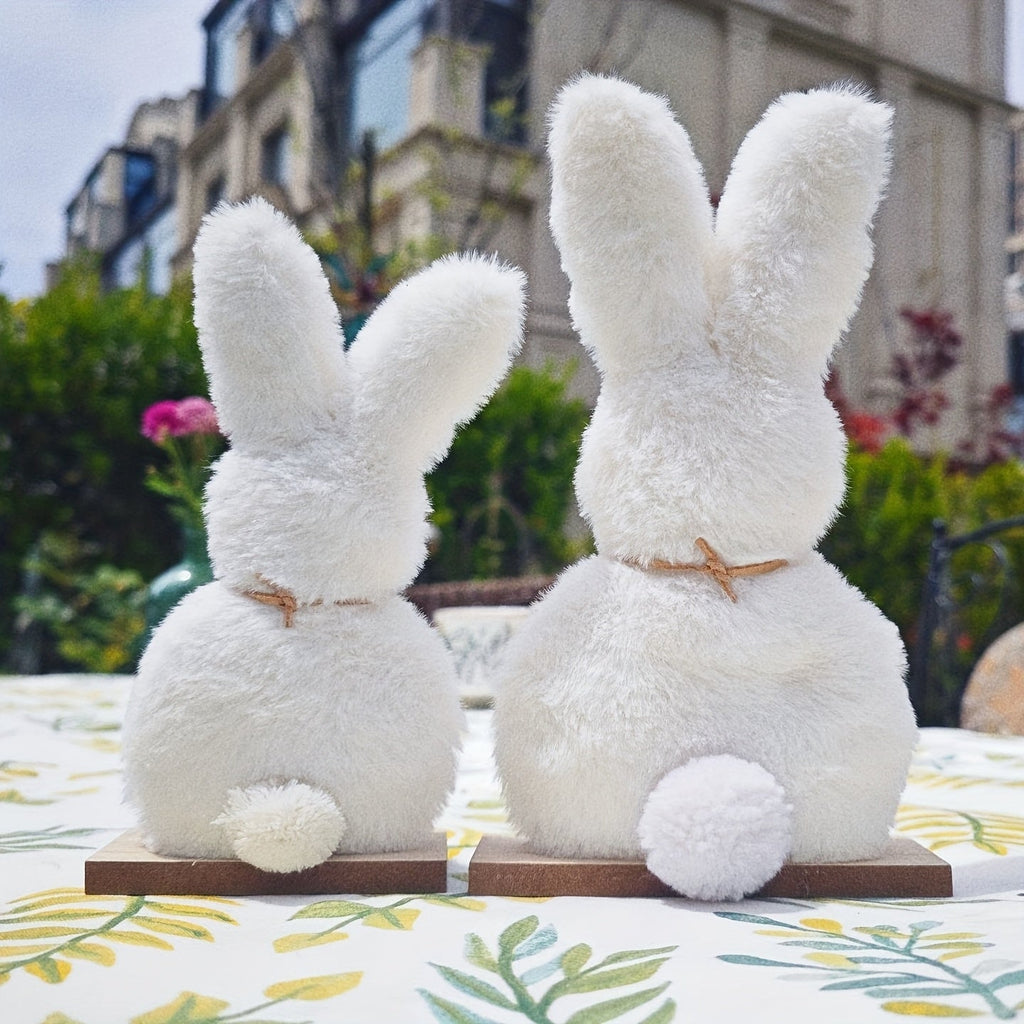 2Pcs Fluffy Bunny Easter Decoration Set