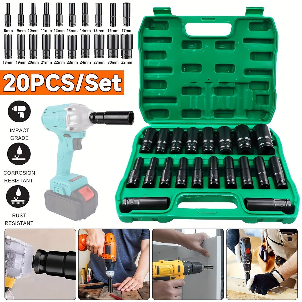 20X Metric Deep Impact Socket Set (8-32Mm)