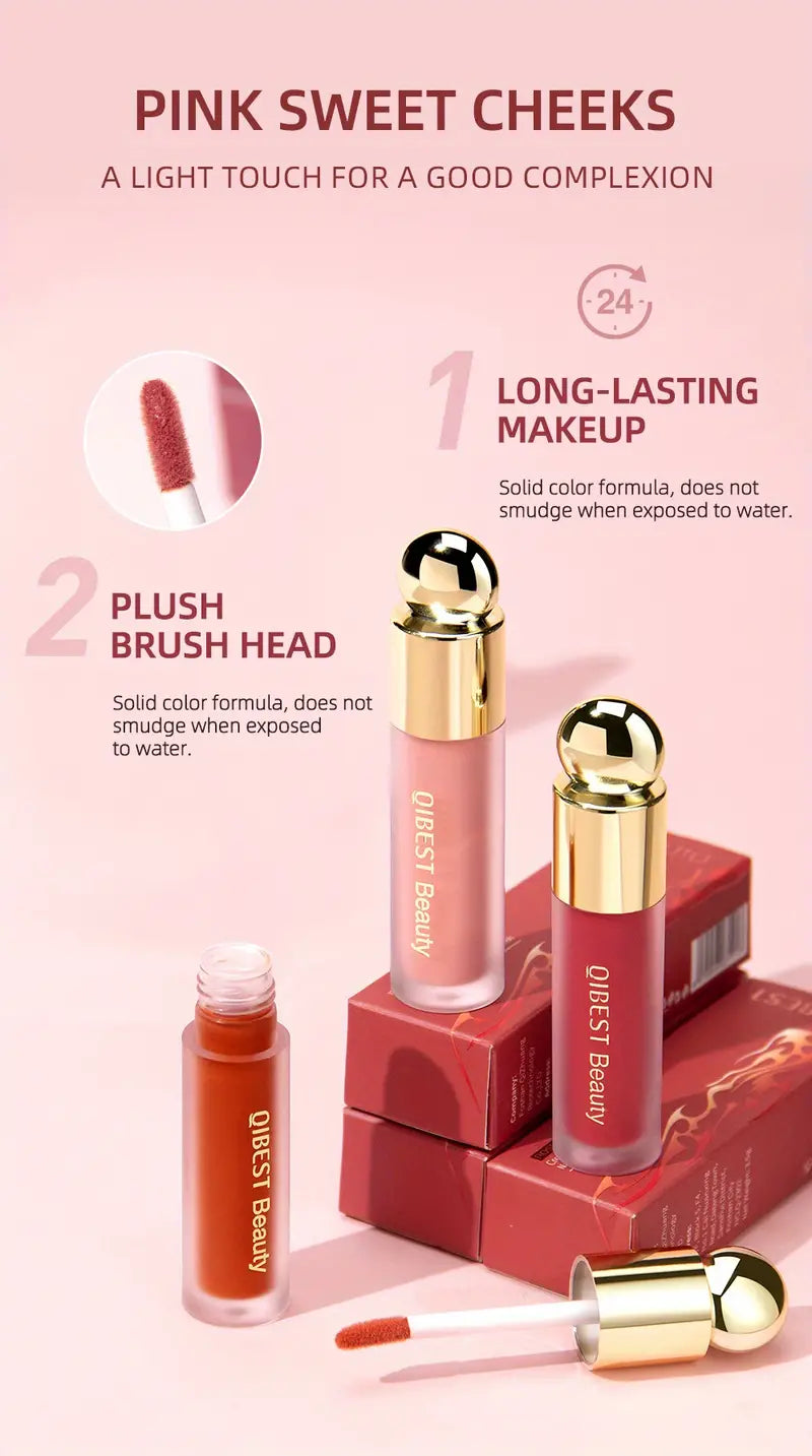 5 Color Liquid Blush, Silky Natural Long Lasting Rouge, Brightening Moisturizing Blush, Non Separated, Color Correcting Liquid Blush