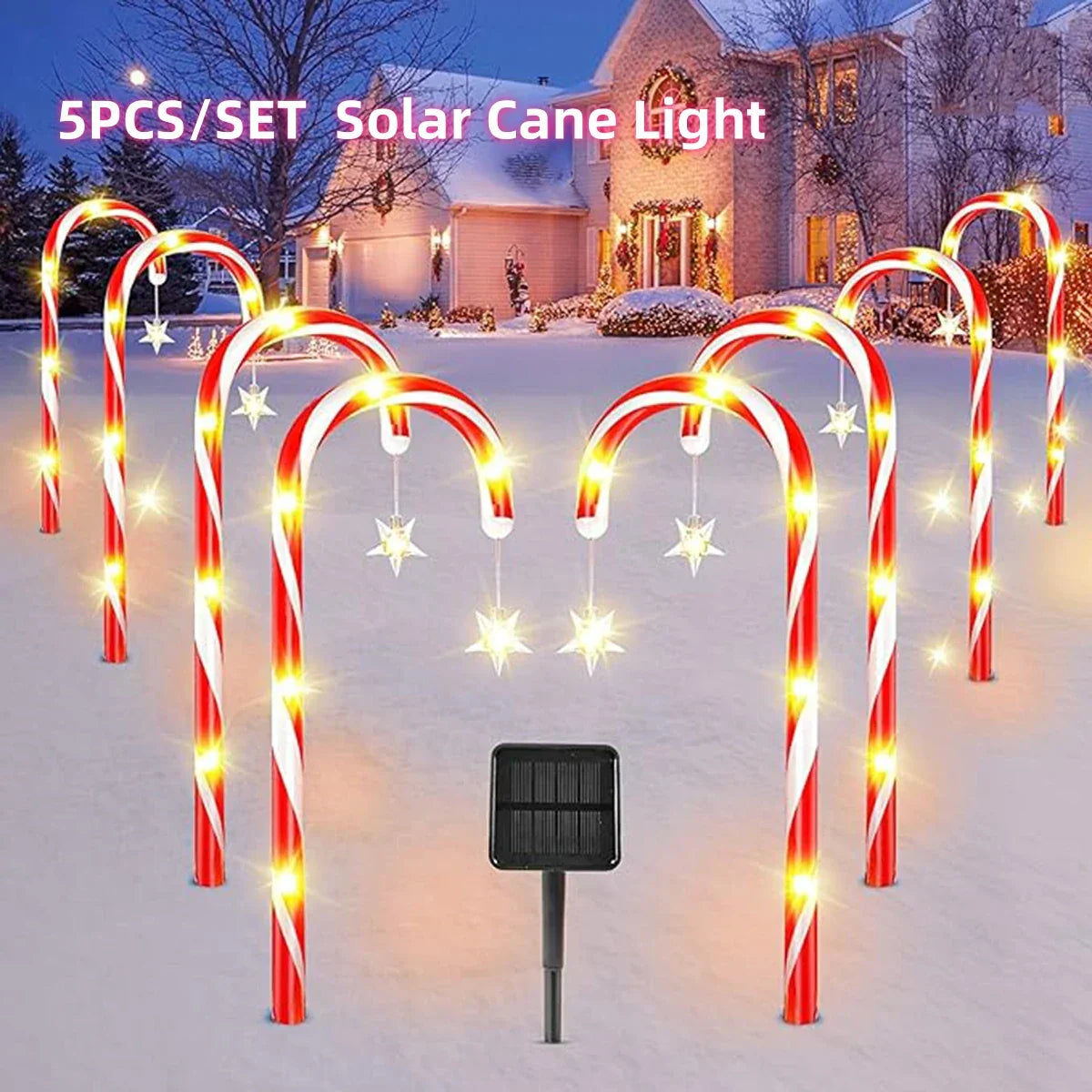 Solar Cane Lights Waterproof Outdoor Christmas (5 Pcs)