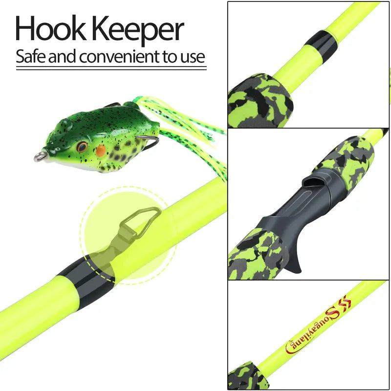 Ultralight 5-Section Travel Fishing Rod with Comfortable EVA Handle - Yellow