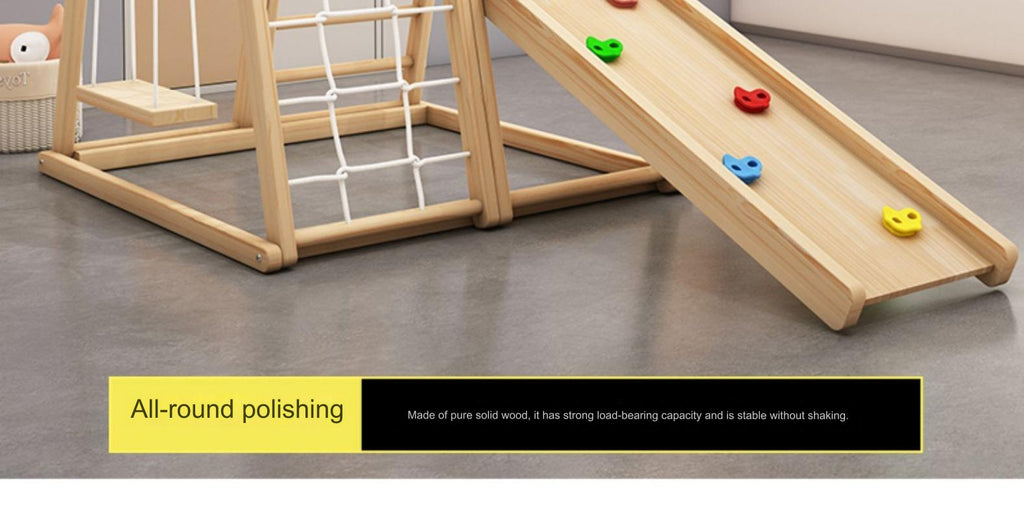 Solid Wood Kids' Climbing And Sliding Playset