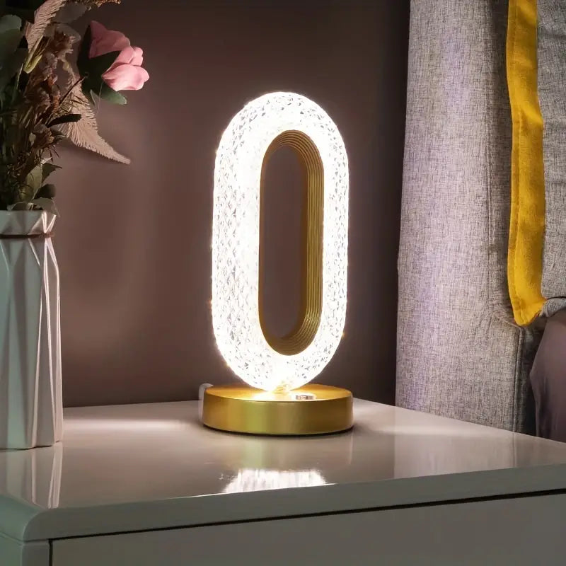 Modern Crystal Table Lamp with Color-Changing LED Lights