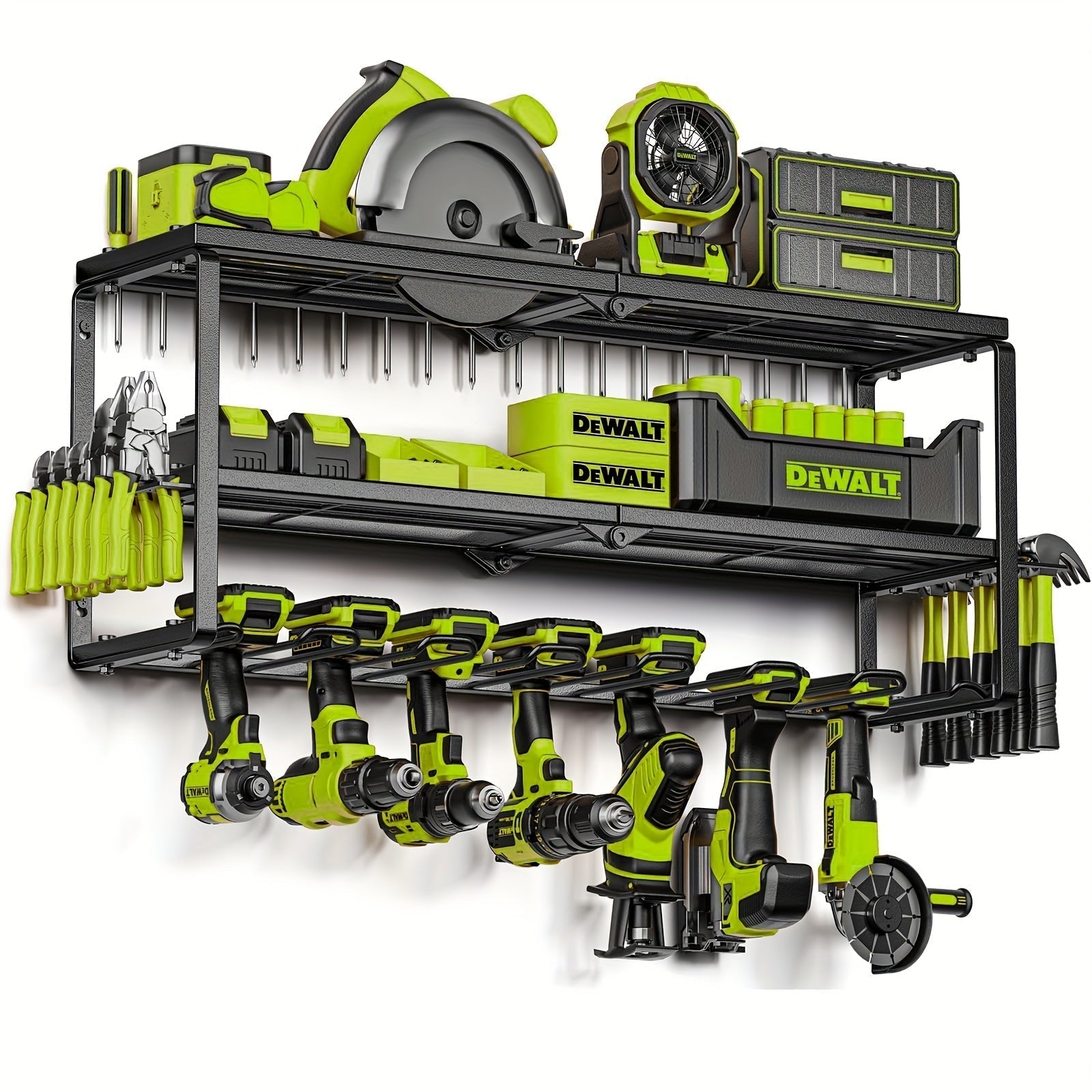 Wall Mounted 4-Tier Metal Tool Rack Organizer