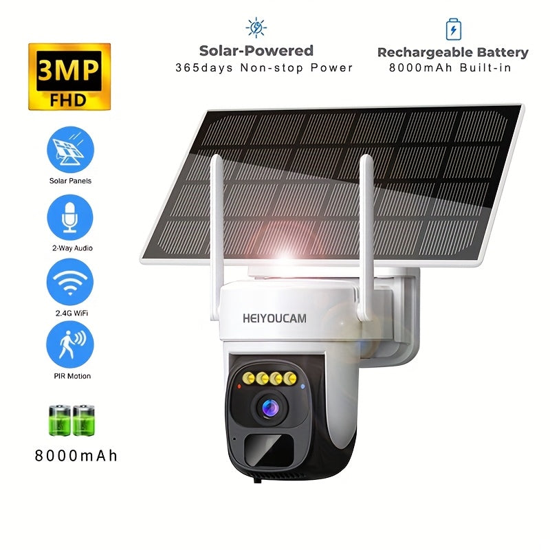 Wireless Outdoor PTZ Solar Security Camera 360°