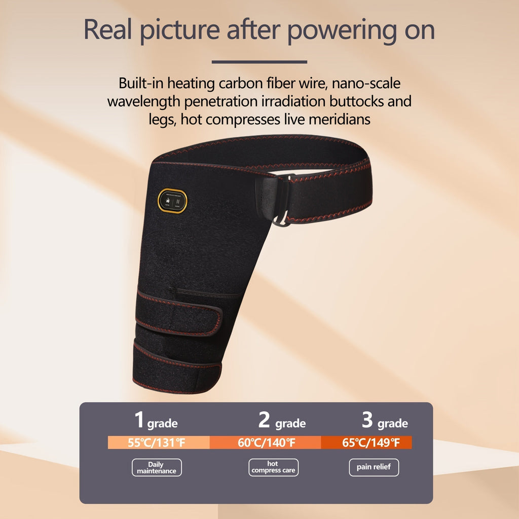 Usb-Powered Heated Hip Brace Massager With Vibration(Black)