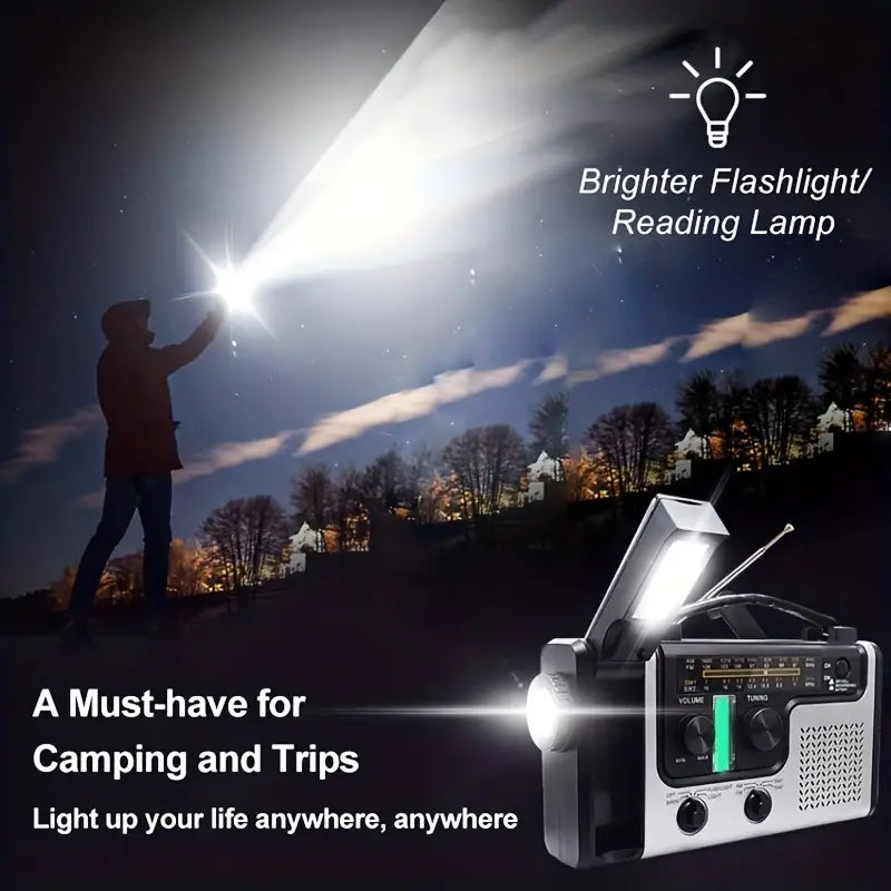 Solar Hand Crank Power Emergency Radio with Multi-Band Functionality