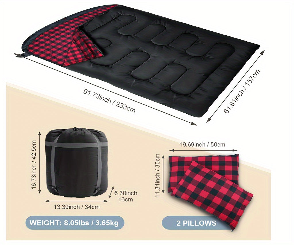 2 Person Double Sleeping Bag for Camping (220x150cm)