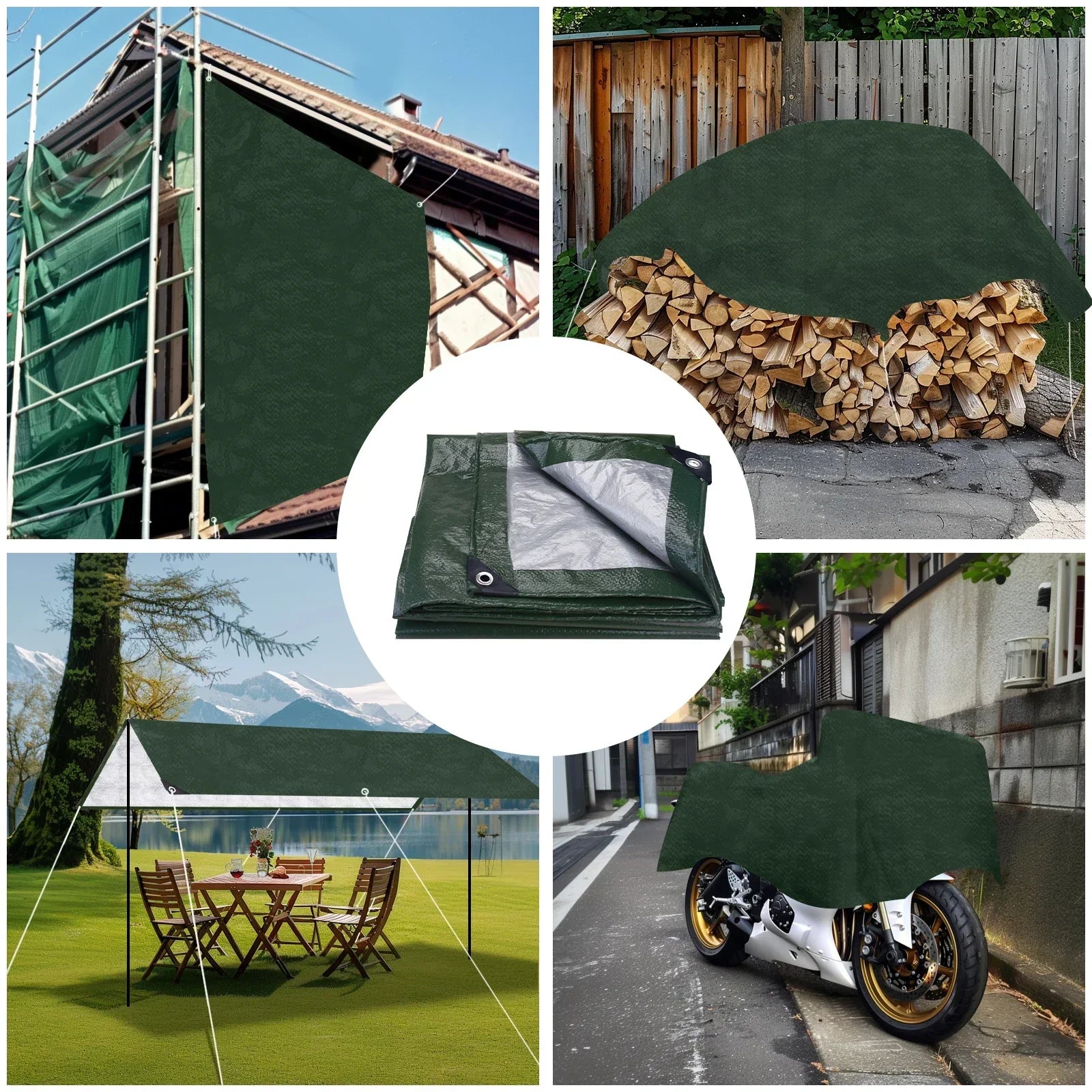 Large Waterproof Camping Tarp Outdoor Sun Shelter (Green)