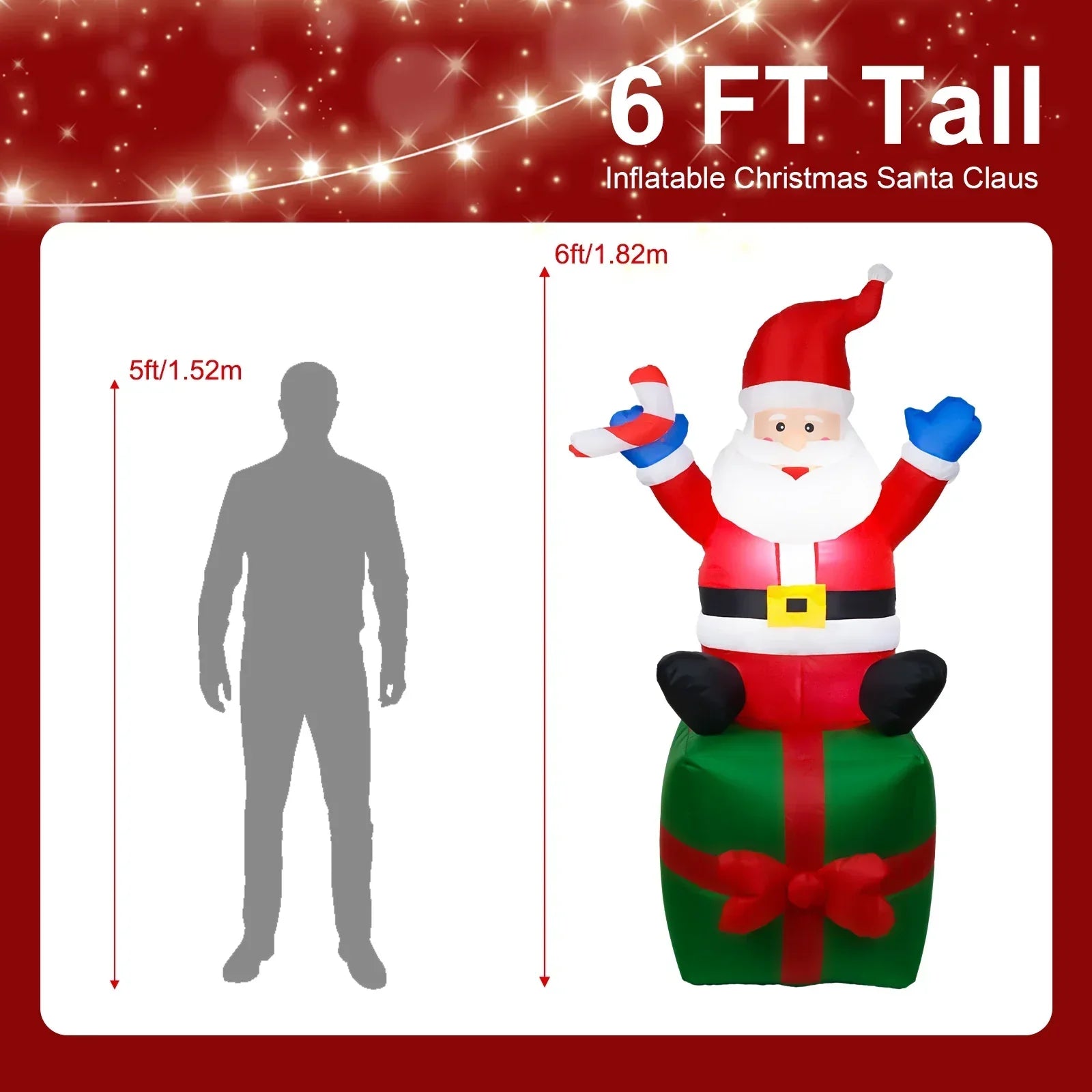 Lighted Inflatable Santa Claus With Led Lights