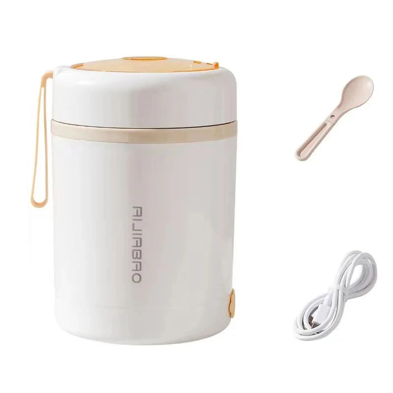 600Ml Usb Electric Heating Lunch Box – Portable Stainless Steel Food Warmer
