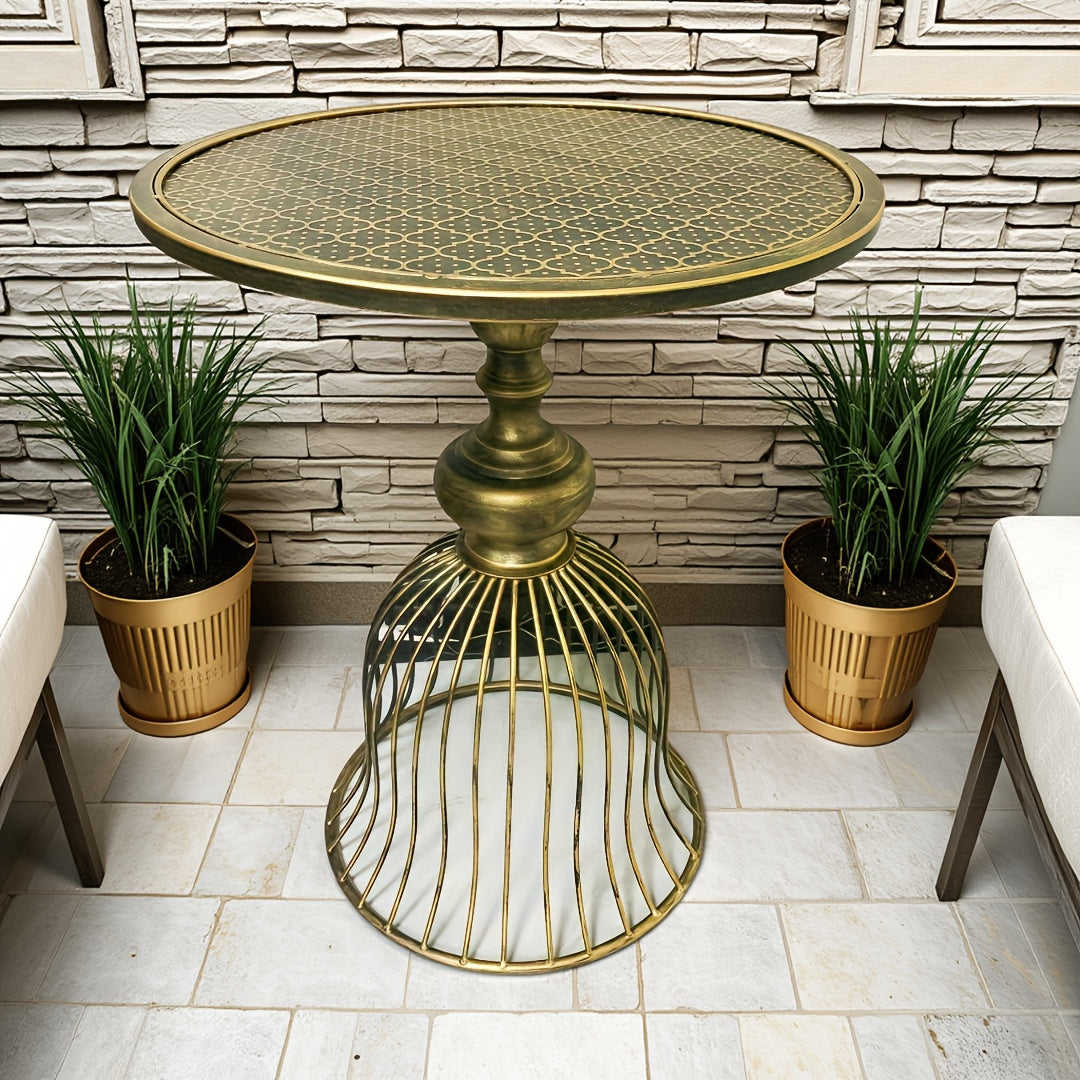 Round Metal Table Courtyard Antique Bronze