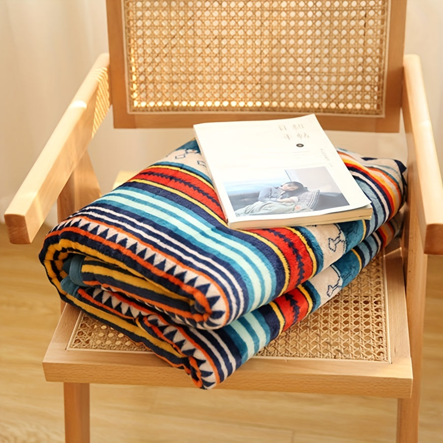 Nordic Bohemian Striped Fleece Blanket