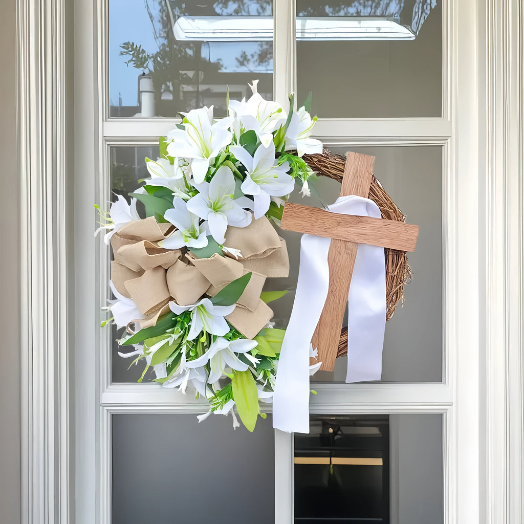 Easter Wreath with Cross Religious Garland