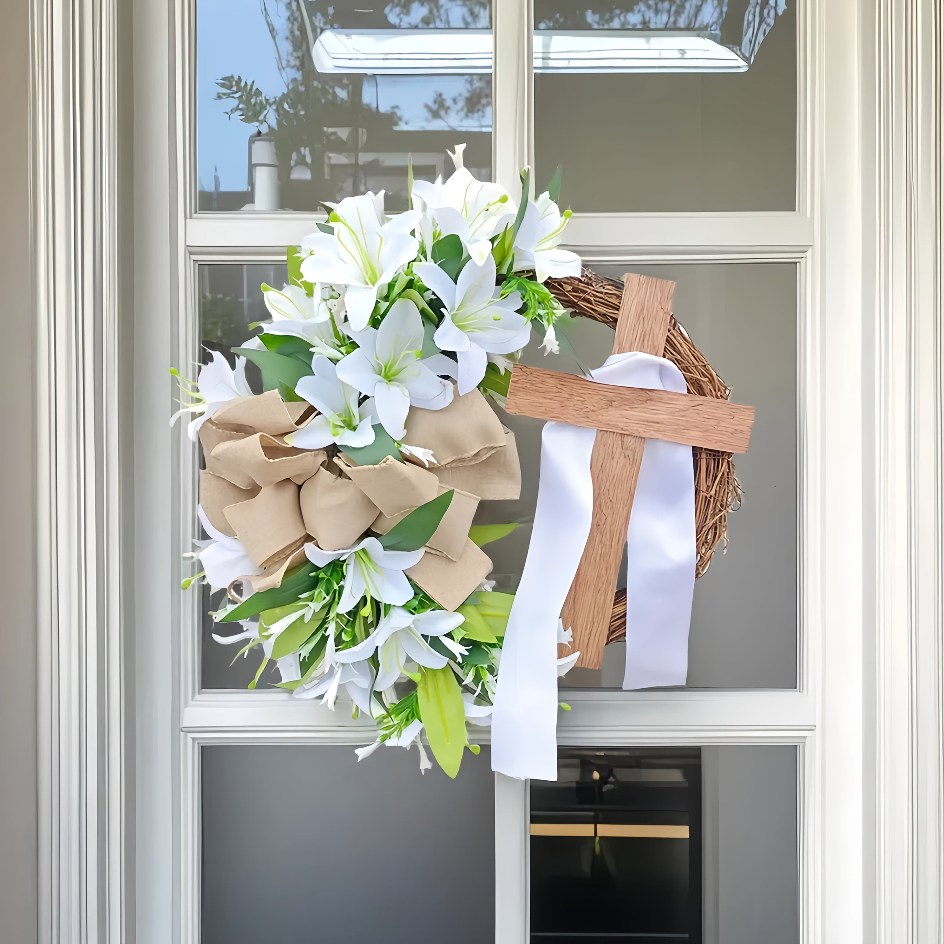 Easter Wreath with Cross Religious Garland