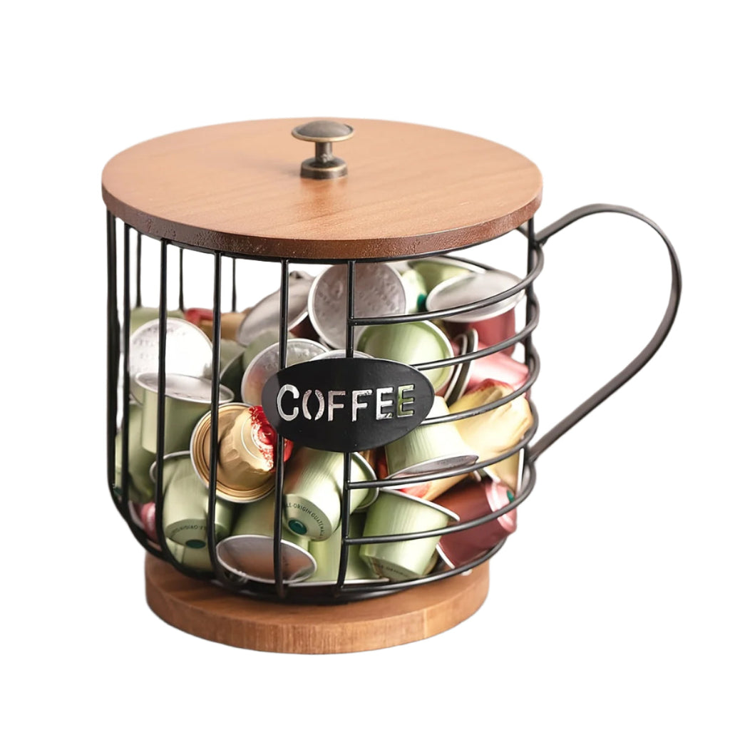 Coffee Pod Holder With Wooden Base
