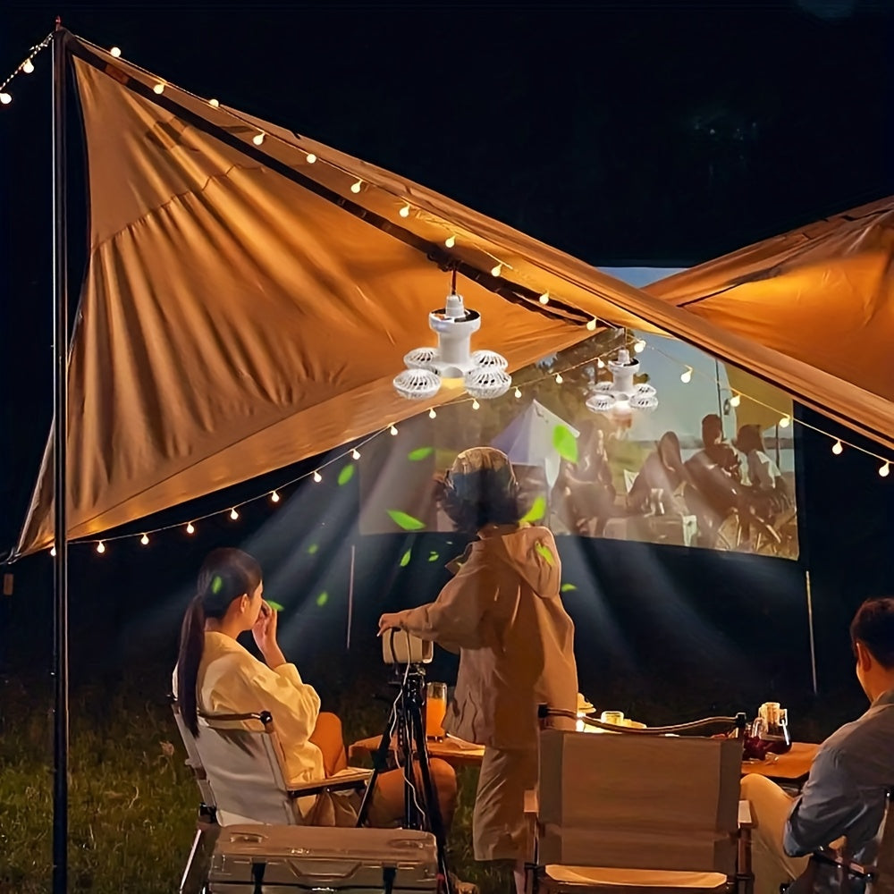 Solar Camping Fan with Light USB Rechargeable