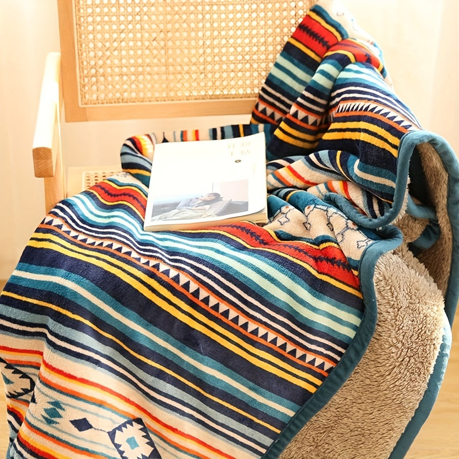 Nordic Bohemian Striped Fleece Blanket