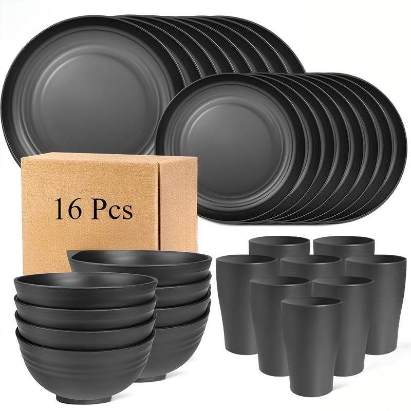 Unbreakable Tableware Set for Home & Camping (16pcs)