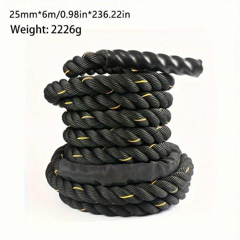 1Pc Combat Rope For Core Strength Training - 6M Physical Fitness Rope(Black)