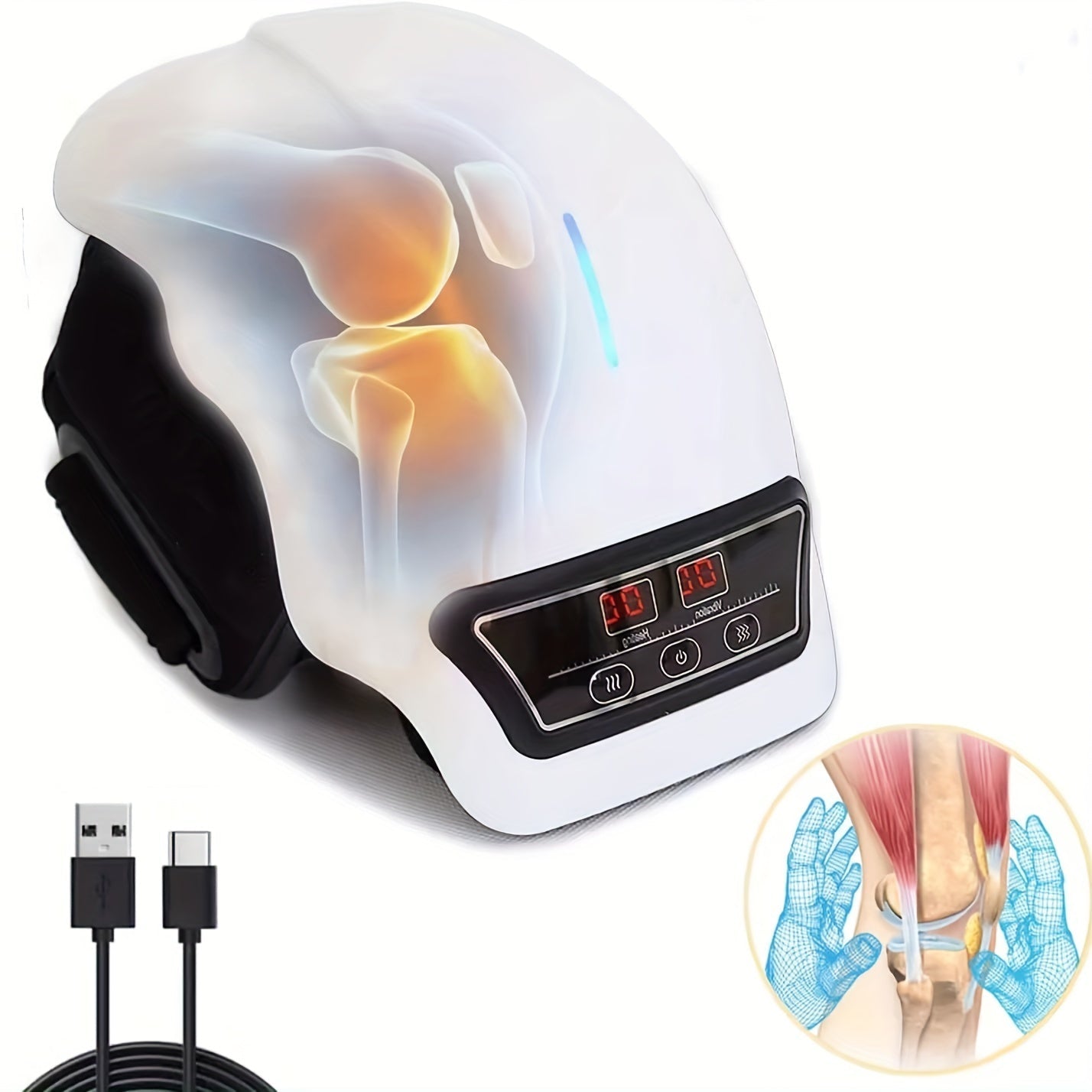 Rechargeable Knee Massager With Adjustable Temperature - White