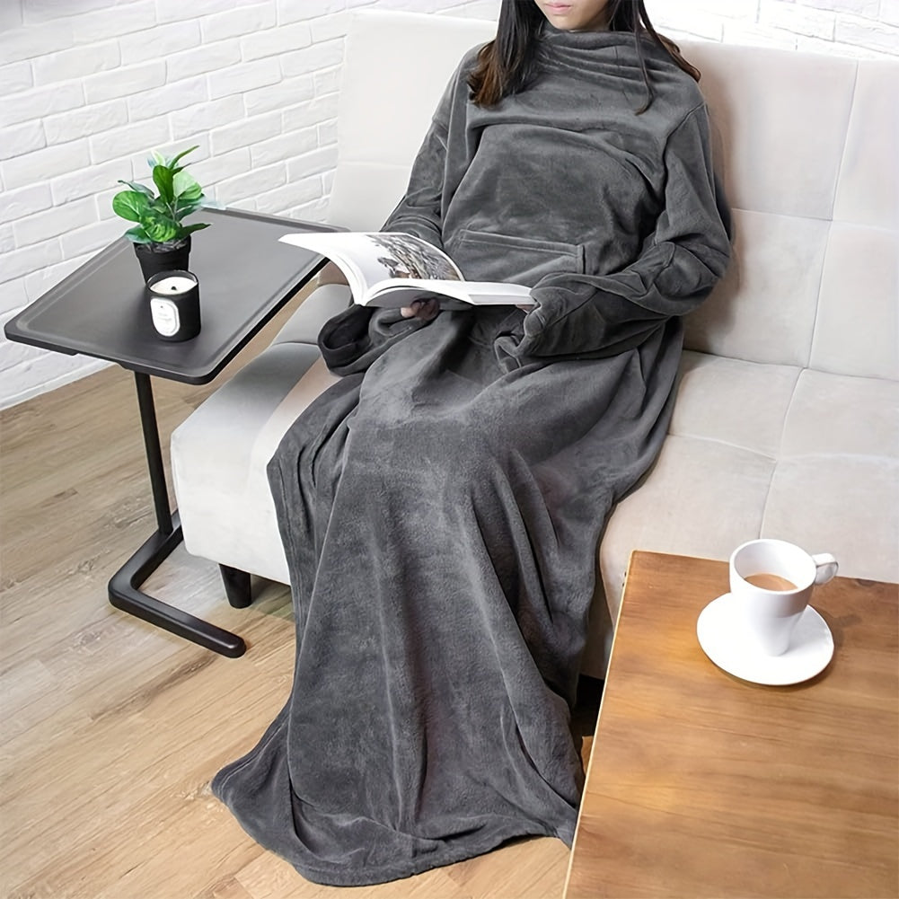 Cozy Flannel Sleeve Blanket for Indoor & Outdoor