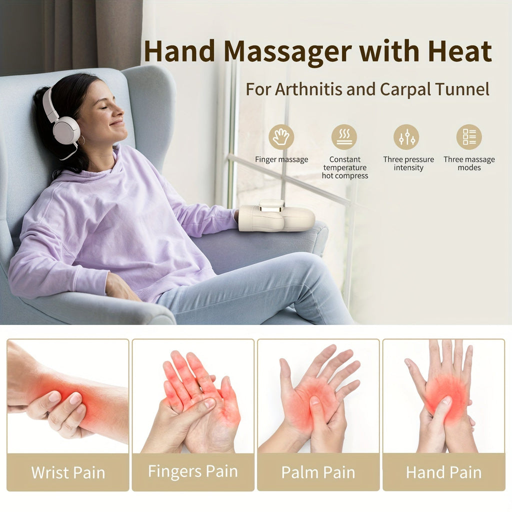Wireless Electric Hand Massager With Compression & Kneading(White)
