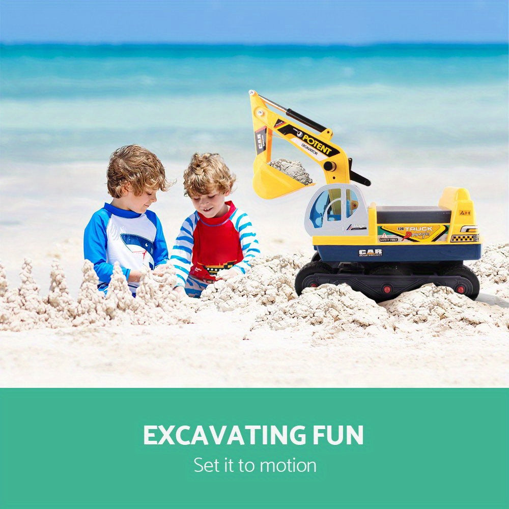 Ride-On Excavator Toy with Helmet