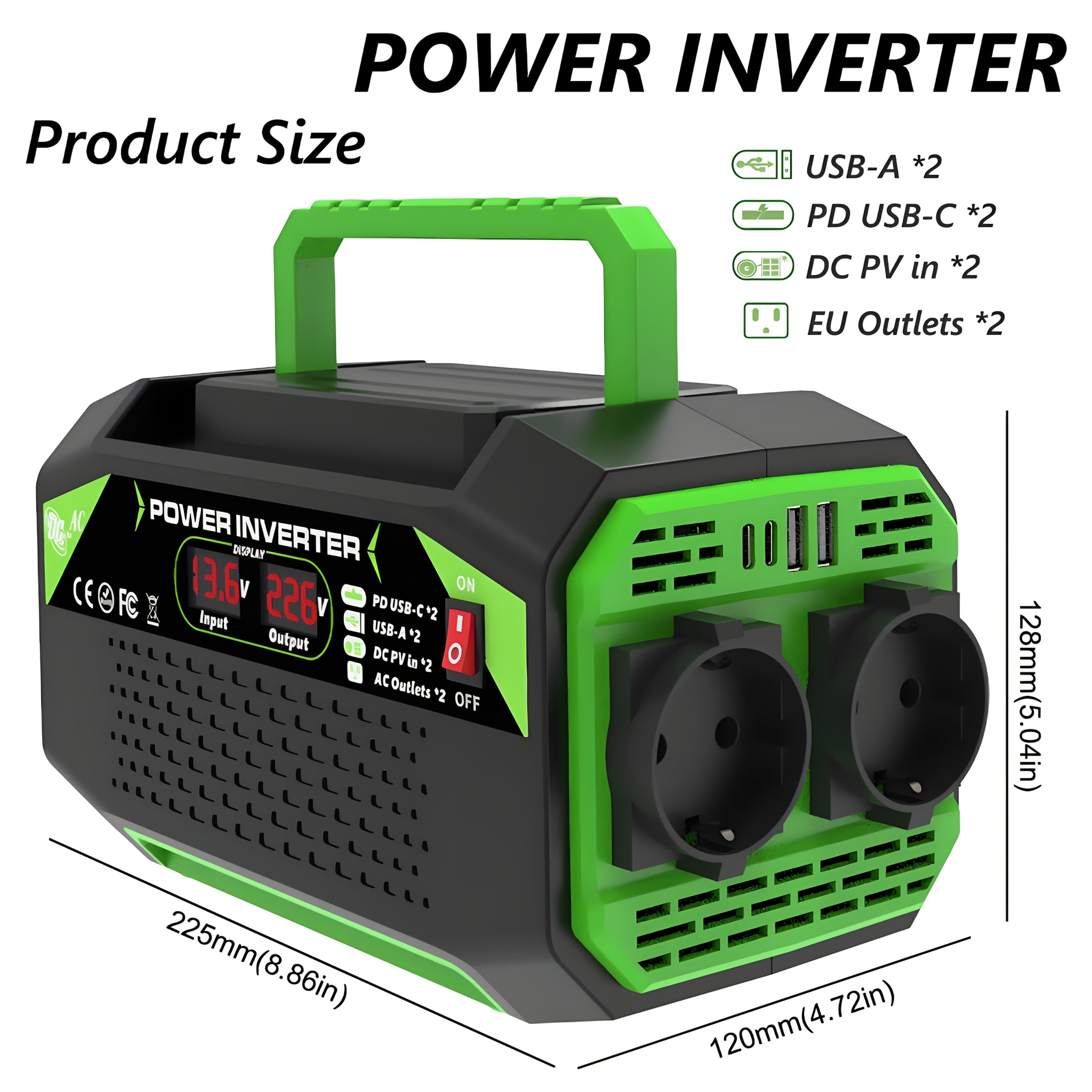 Car Power Inverter DC 12V to AC 220V