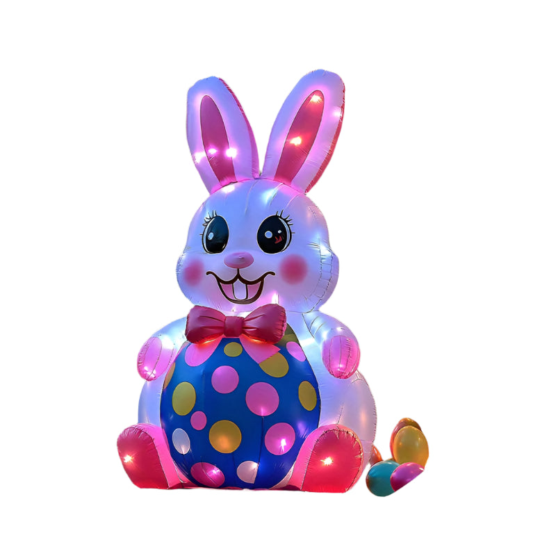 Inflatable Easter Bunny On Polka-Dot Egg Decoration