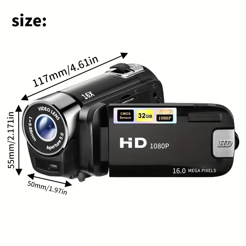 Black 270° Rotating LED Flip Screen Camera