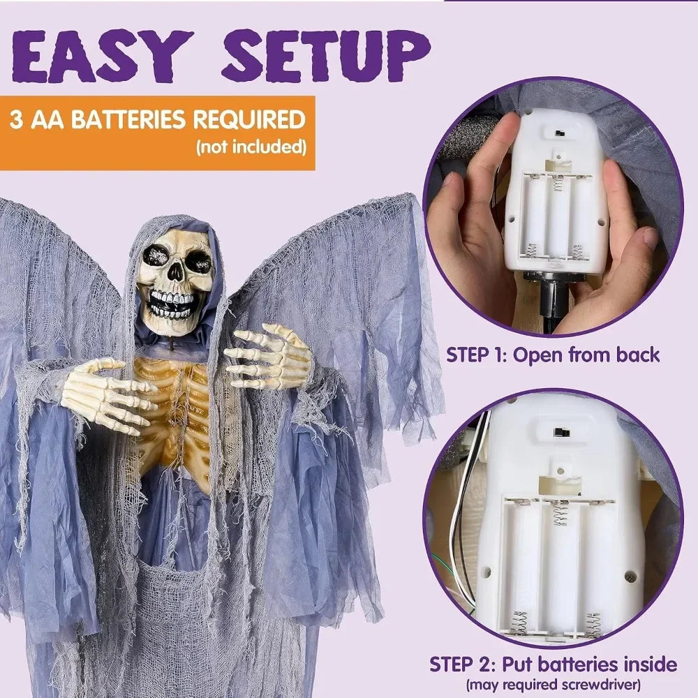 Life Size Grim Reaper Animatronic Halloween Decoration