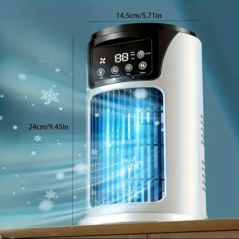 Stay Fresh With Our Portable Smart Fan Featuring 7 Ambient Led Lights