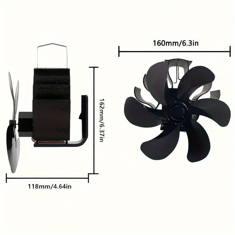 6-Blade Quiet Fireplace Fan Heat Circulator