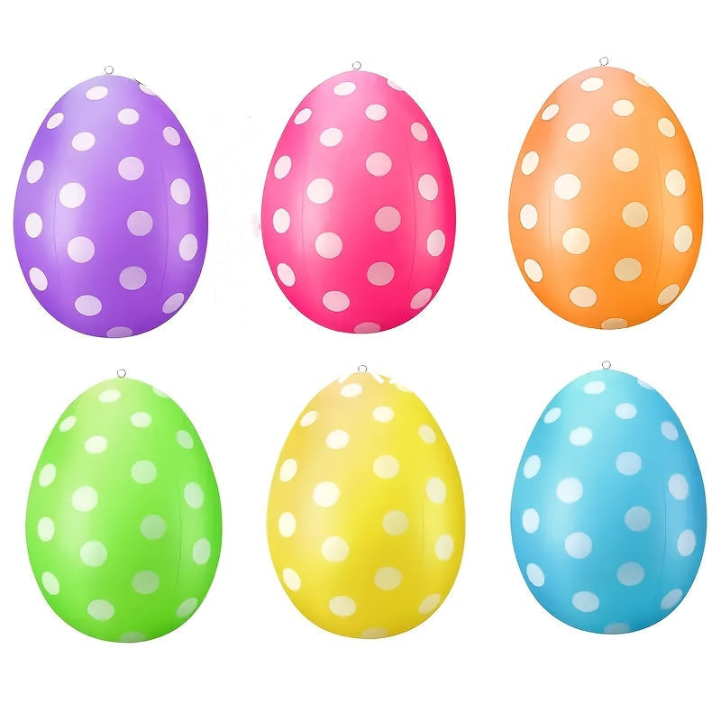 Set Of 6 Multicolored Polka Dot Inflatable Easter Eggs
