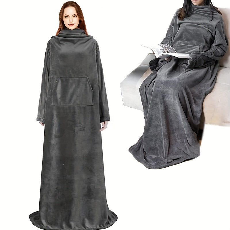 Cozy Flannel Sleeve Blanket for Indoor & Outdoor