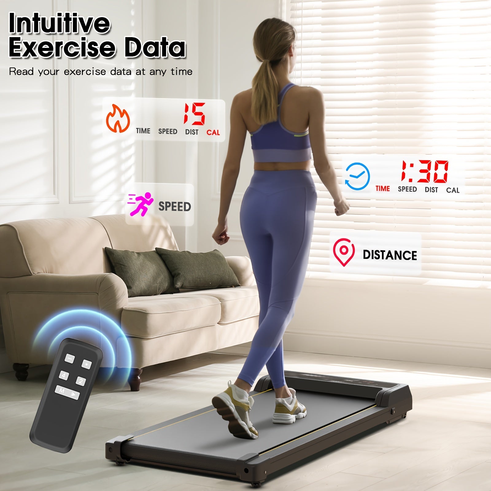 Under Desk Walking Pad - Home Gym Office Fitness Equipment(Black)
