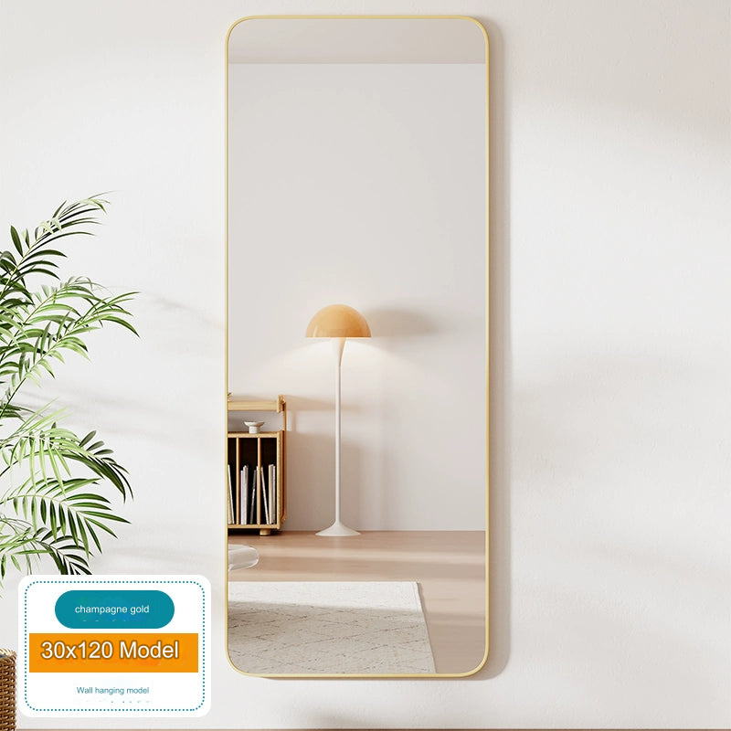 Champagne Gold Wall-Mounted Full Body Mirror | 30X120 Cm