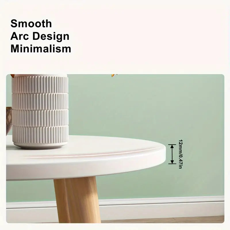Minimalist Round White Coffee Table - Small and Space-Saving